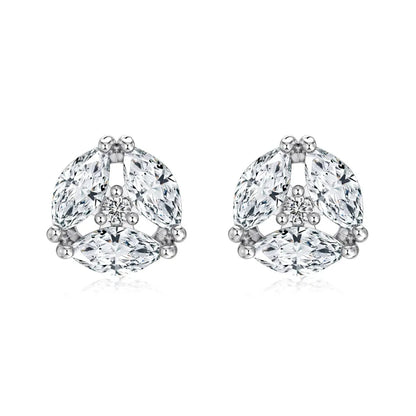 KAKODIY Unique Design 925 Sterling Silver Plated Rhodium Shiny 5A Cubic Zirconia Flower Shaped Stud Earrings Women's Jewelry - product image 1