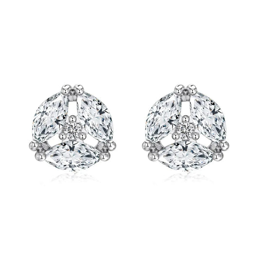 KAKODIY Unique Design 925 Sterling Silver Plated Rhodium Shiny 5A Cubic Zirconia Flower Shaped Stud Earrings Women's Jewelry - product image 1