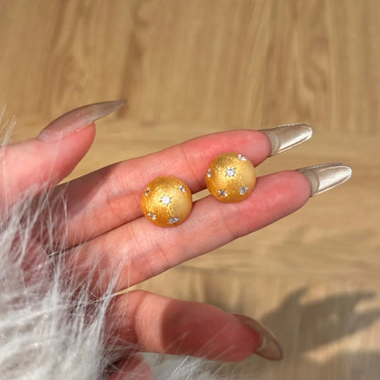 KAKODIY Hemispherical 22K Gold Plated Zircon Stud Earrings 925 Sterling Silver Ladies Jewelry Earrings - product image 2
