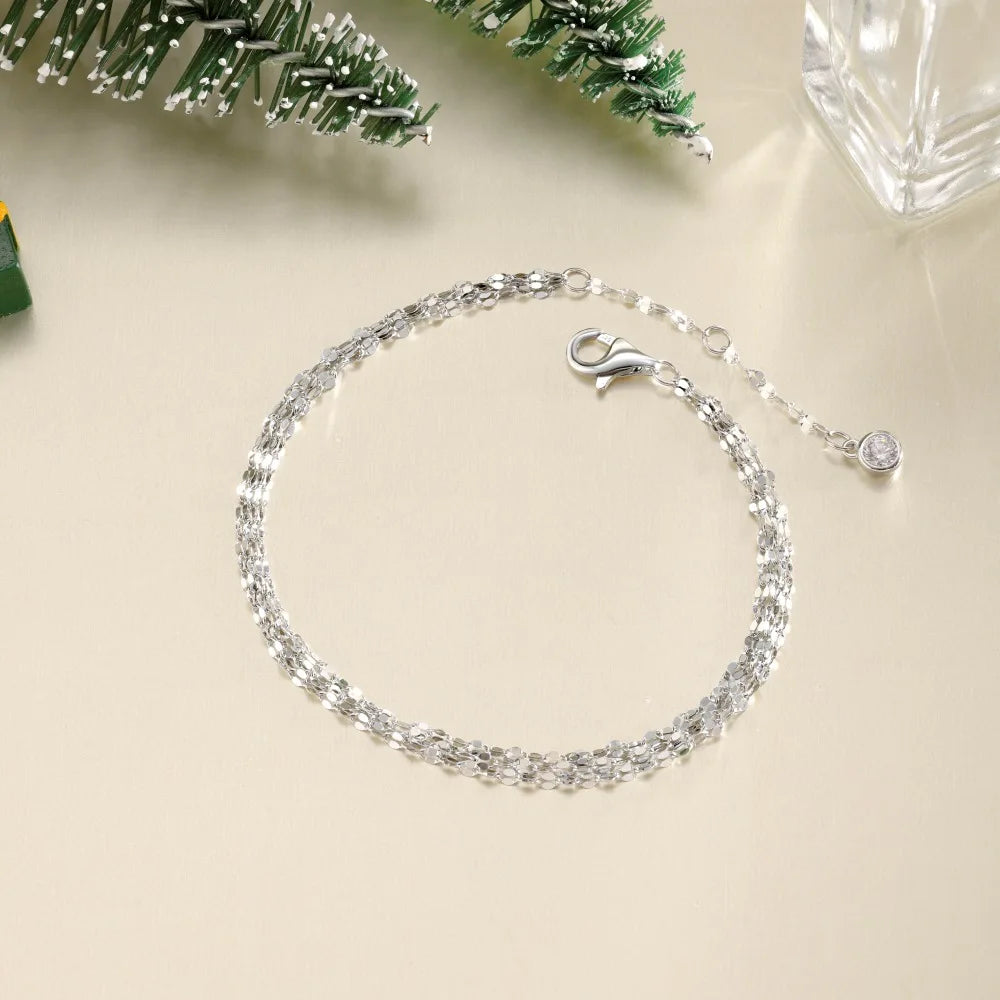 925 Sterling Silver 5A CZ Chain Bracelet DY150623 product image 3