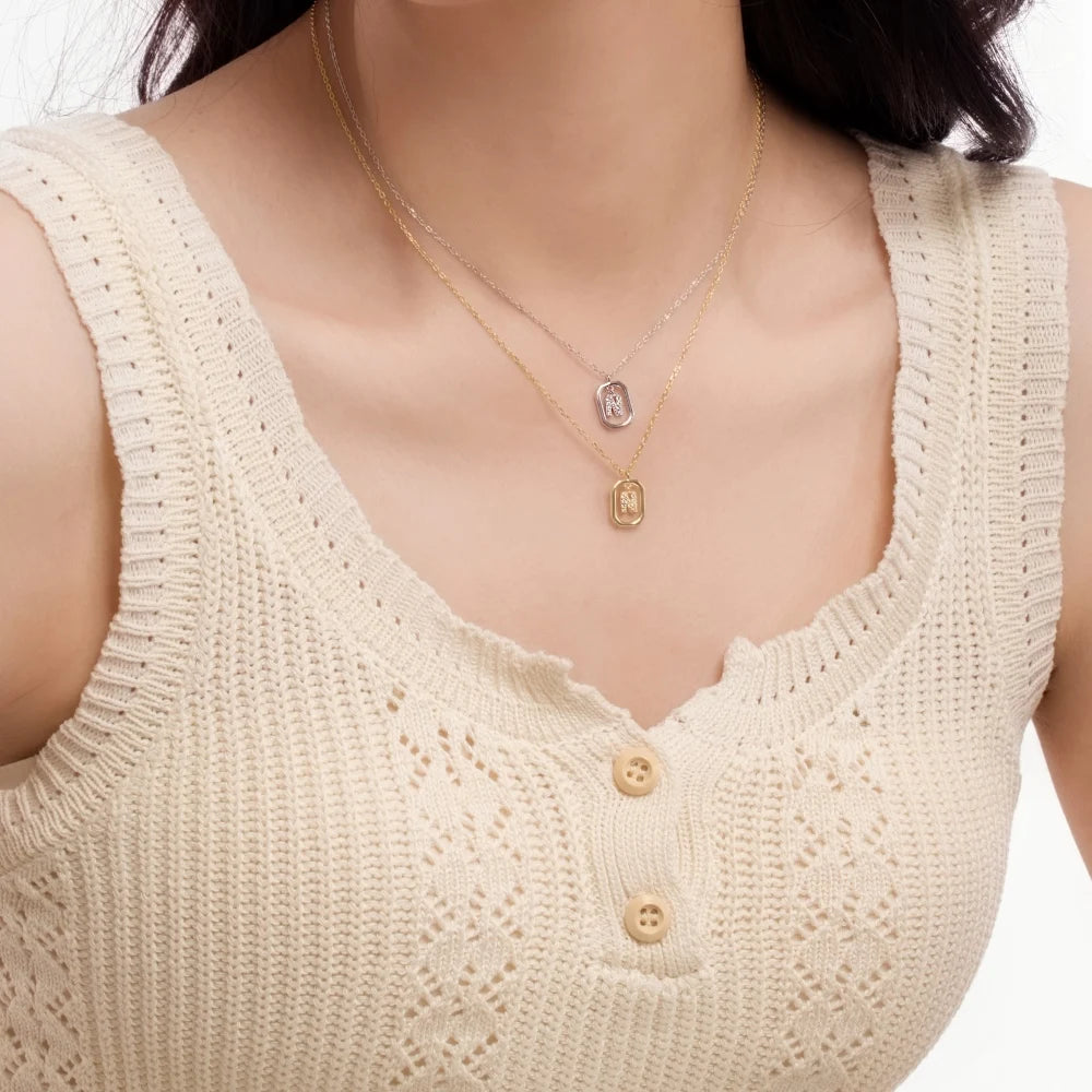925 Silver 5A CZ Initial Necklace DY191342 product image 2