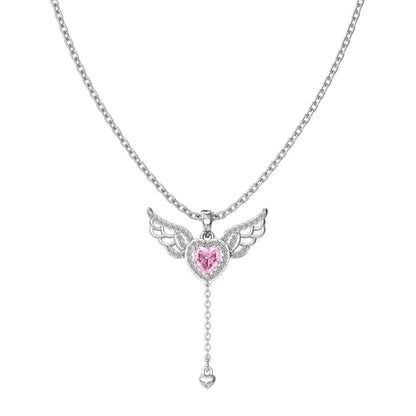 Elegance Fine Fashion Jewelry 925 Silver Link Chain 5A Cubic Zircon Tassel Heart Wings Angel Love Pendant Necklaces