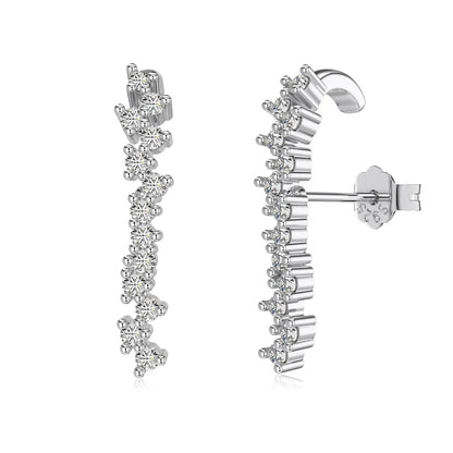 Wholesale Price 18K Gold Plated 925 Silver Bar Earring Iced Out Fine Jewelry Row Zircon Paved Long Stud Earrings Women