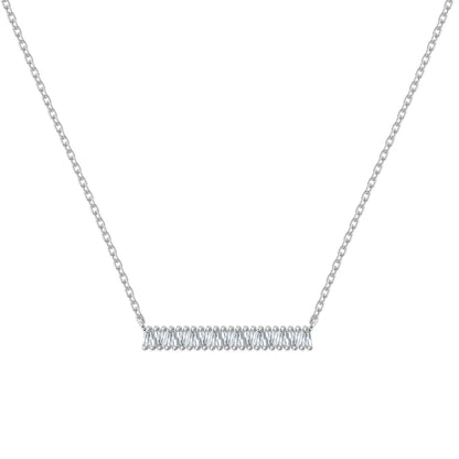 New Design 925 Silver Fine Jewelry 18K Gold Plated Rectangle Necklace Bling Cz Elegant Long Bar Pendant Necklaces for Women