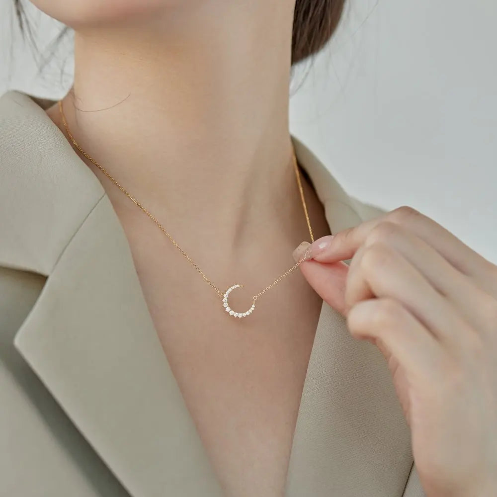 925 Sterling Silver Moon CZ Necklace product image 4