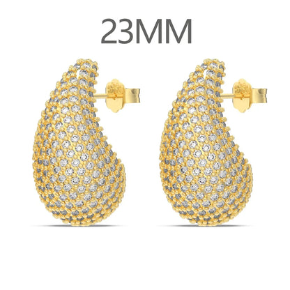 KAKODIY Luxury Jewelry Stud Earrings 14K Gold Plate Sterling Silver 925 Water Drop Earrings