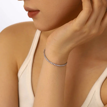 Dropshipping Wholesale Jewelry S925 Sterling Silver Bead Bracelets Cz Cubic Zirconia Tennis Chain Link Bracelet for Men Women