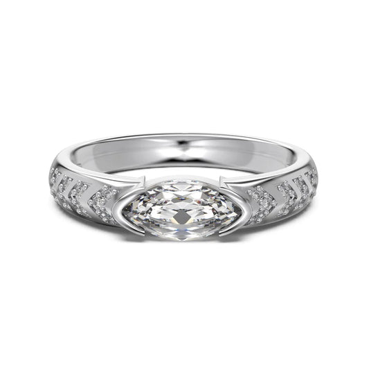 Delicate Classic Top Jewelry 925 Sterling Silver Eternity Band Shiny  Marquise 5A Cubic Zirconia Engagement Rings