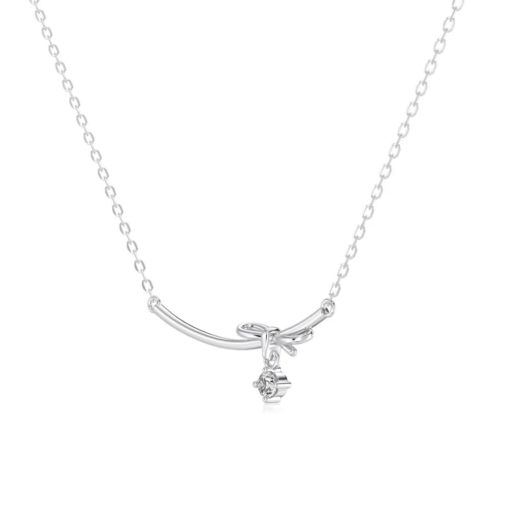 925 Silver Bow 5A CZ Pendant Necklace DY191836 product image 8