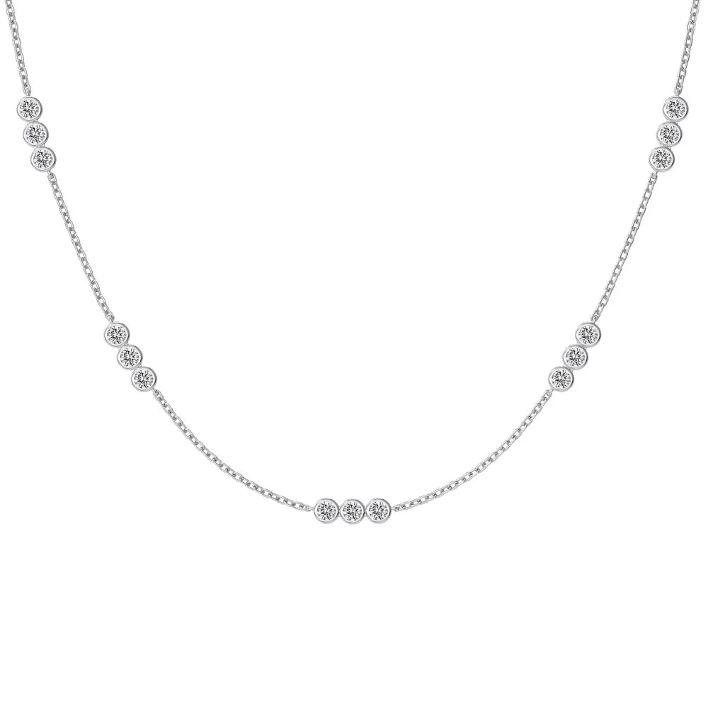 Simplicity Design Delicate Jewelry S925 Silver Link Chain Multiple Circle 5A Cubic Zirconia Stone Women Necklaces
