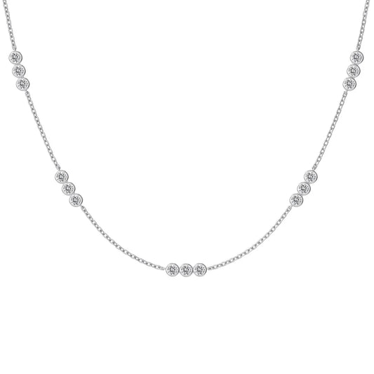 Simplicity Design Delicate Jewelry S925 Silver Link Chain Multiple Circle 5A Cubic Zirconia Stone Women Necklaces