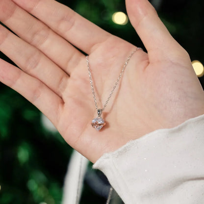 Merry Christmas Happy New Year Xmas Festival Gift Jewelry S925 Silver Link Chain 5A Zirconia Heart Shape Pendant Necklaces