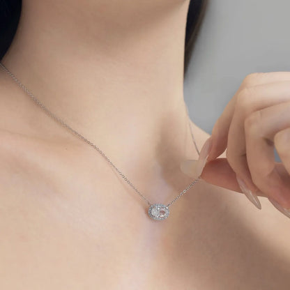 Hot Sale High Quality S925 Silver Jewelry Round Oval 8A Cz Zirconia Pendant Necklace 18K Gold Plated Necklaces for Women