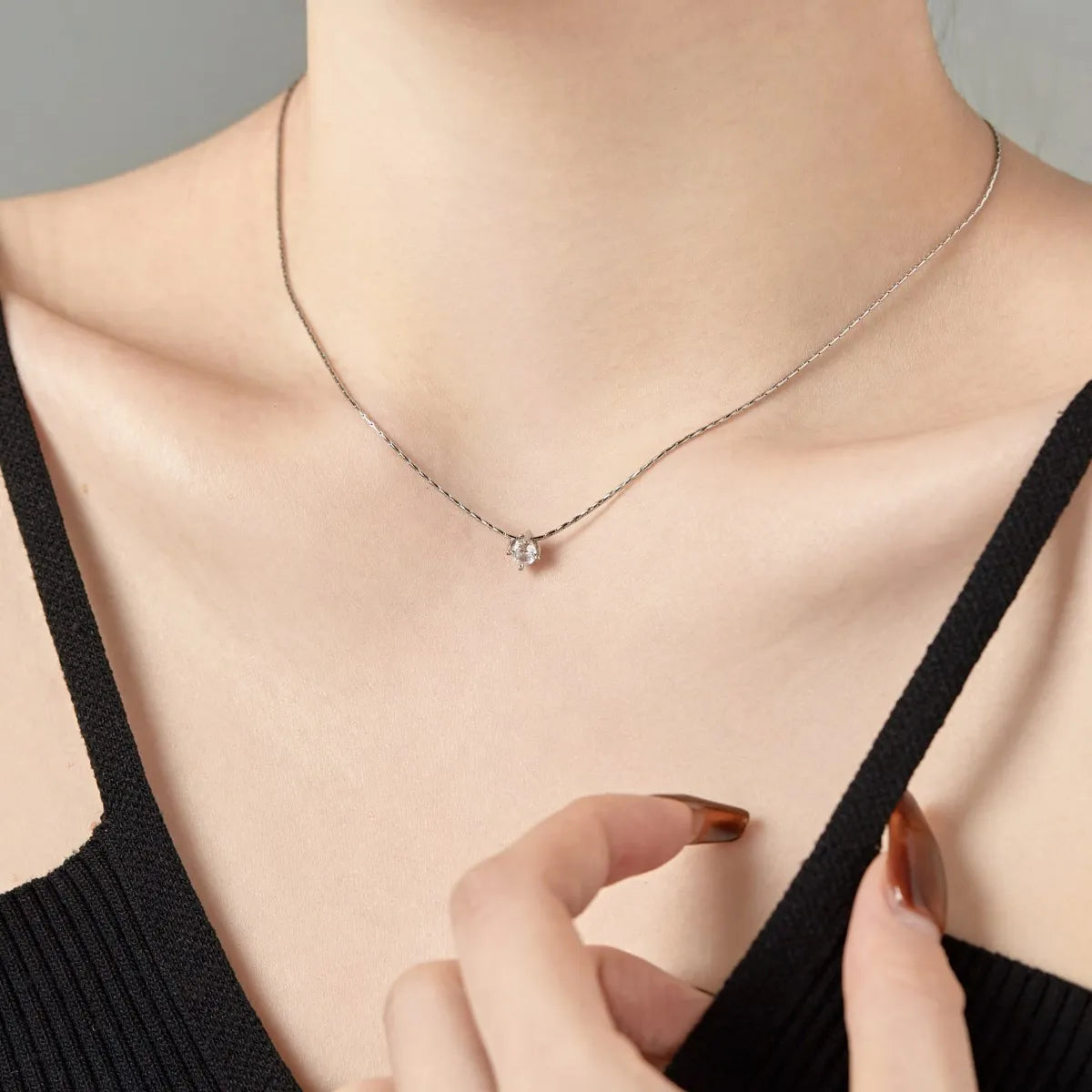925 Silver CZ Minimalist Pendant Necklace DY190663 product image 2