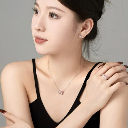 925 Silver Bow CZ Bridal Wedding Ring DY120926 product image 6