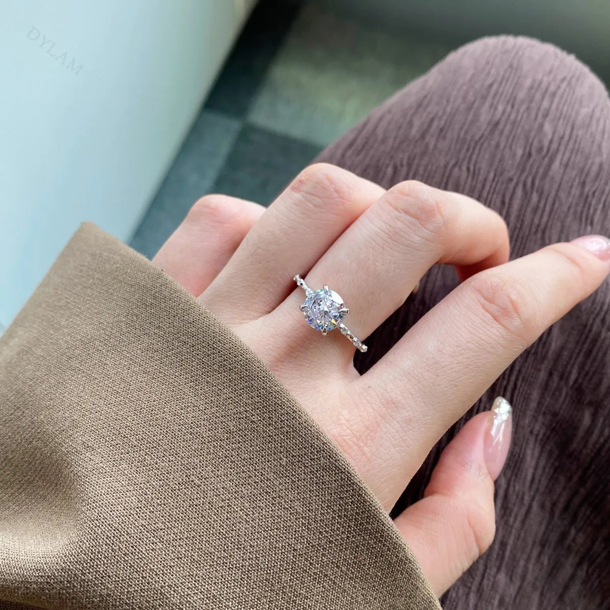 925 Silver CZ Bridal Engagement Ring DY120662 product image 3