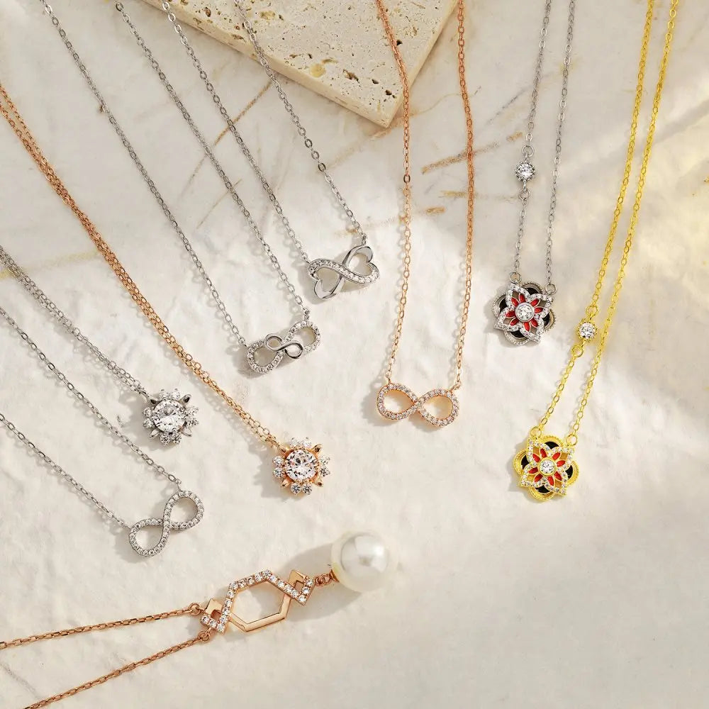 18K Gold Plated  Dainty Infinity Pendants 925 Sterling Silver Necklaces for Women Eternal Friendship Necklace Bijoux Femme Collier