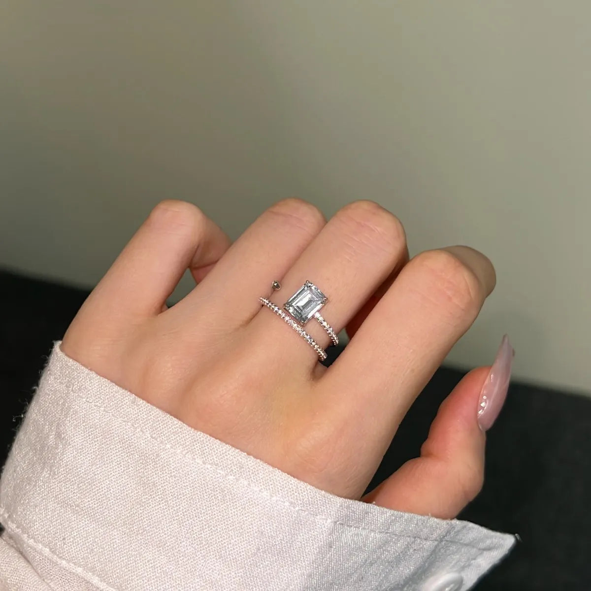 925 Silver Emerald CZ Bridal Wedding Ring DY121097 product image 2