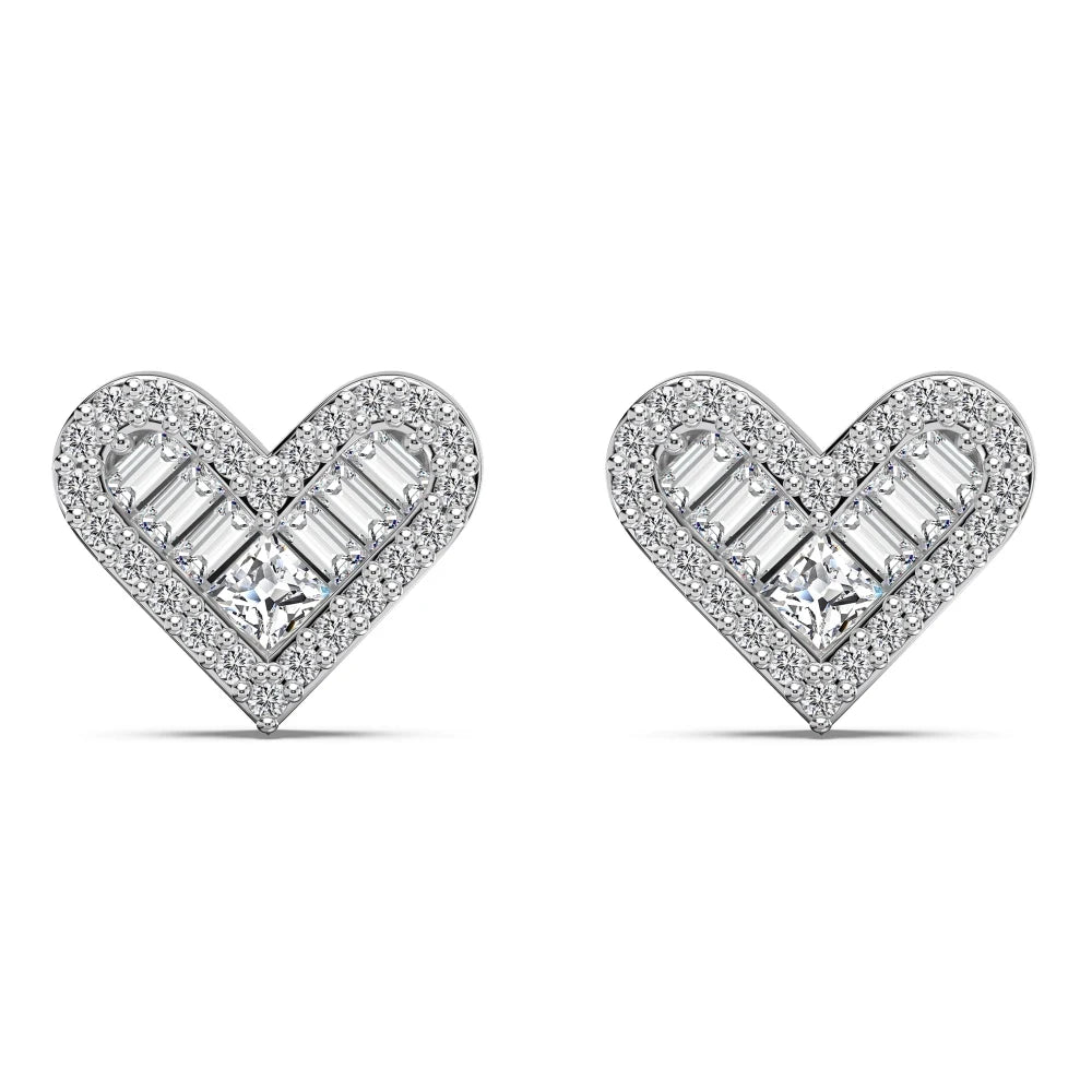 KAKODIY 925 Gorgeous Sterling Silver Heart Stud Earrings, Zirconia Paving 14K Gold Plated Earrings - product image 1