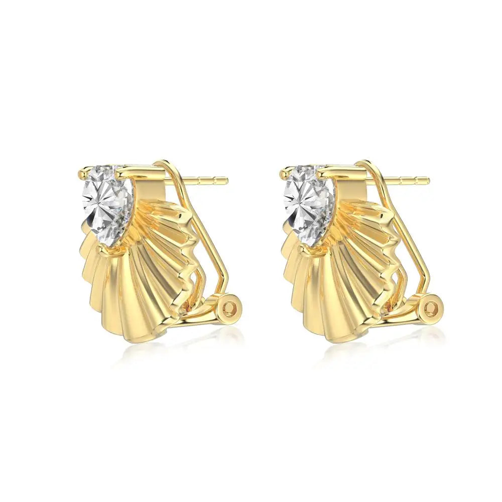 KAKODIY Luxury 14K Gold Plated Large Scallop Stud Earrings Jewelry Fashion £925 Stud Earrings Zircon Earrings - product image 3
