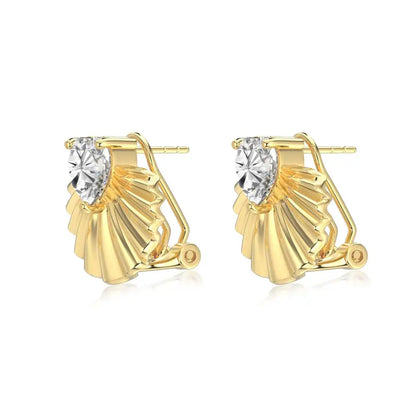 KAKODIY Luxury 14K Gold Plated Large Scallop Stud Earrings Jewelry Fashion £925 Stud Earrings Zircon Earrings - product image 3