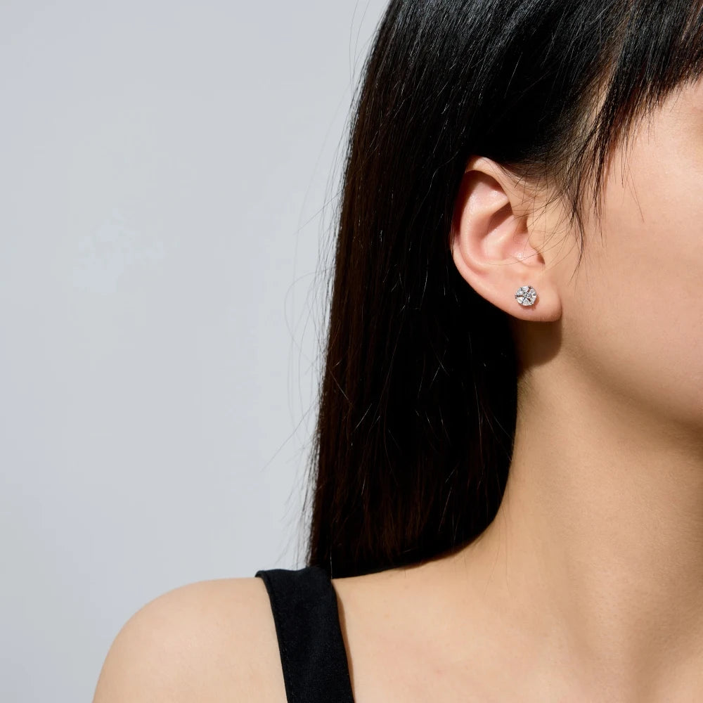KAKODIY Unique Design 925 Sterling Silver Plated Rhodium Shiny 5A Cubic Zirconia Flower Shaped Stud Earrings Women's Jewelry - product image 4