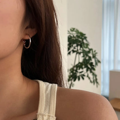 Nickel Free Hypoallergenic 925 Sterling Silver Round Circle Earring 18K Gold Plated Big Large Hoop Earrings for Women Girl