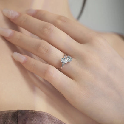 Dainty Fine Fashion Women Rings S925 Silver Crossed 2-Layers Double 5A Cubic Zirconia Wedding Promise Engagement Rings