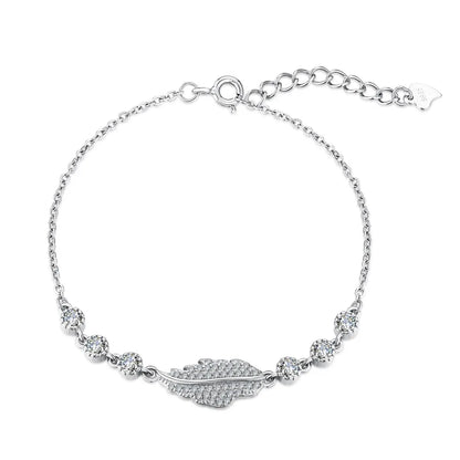 925 Sterling Silver Leaf 5A CZ Chain Bracelet product image 7