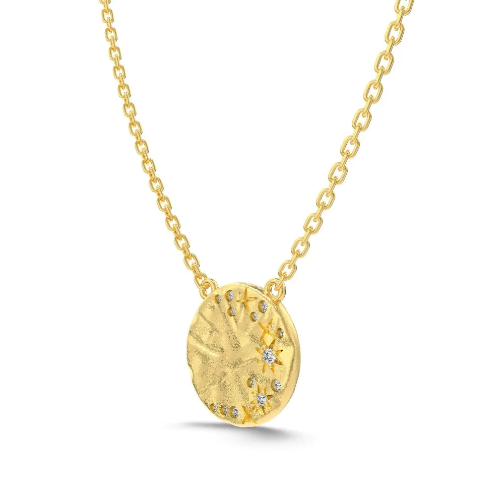 Captivating Design Jewelry 925 Sterling Silver AAAAA Grade Zirconia Frosted Surface Circle Disc Pendant Necklace