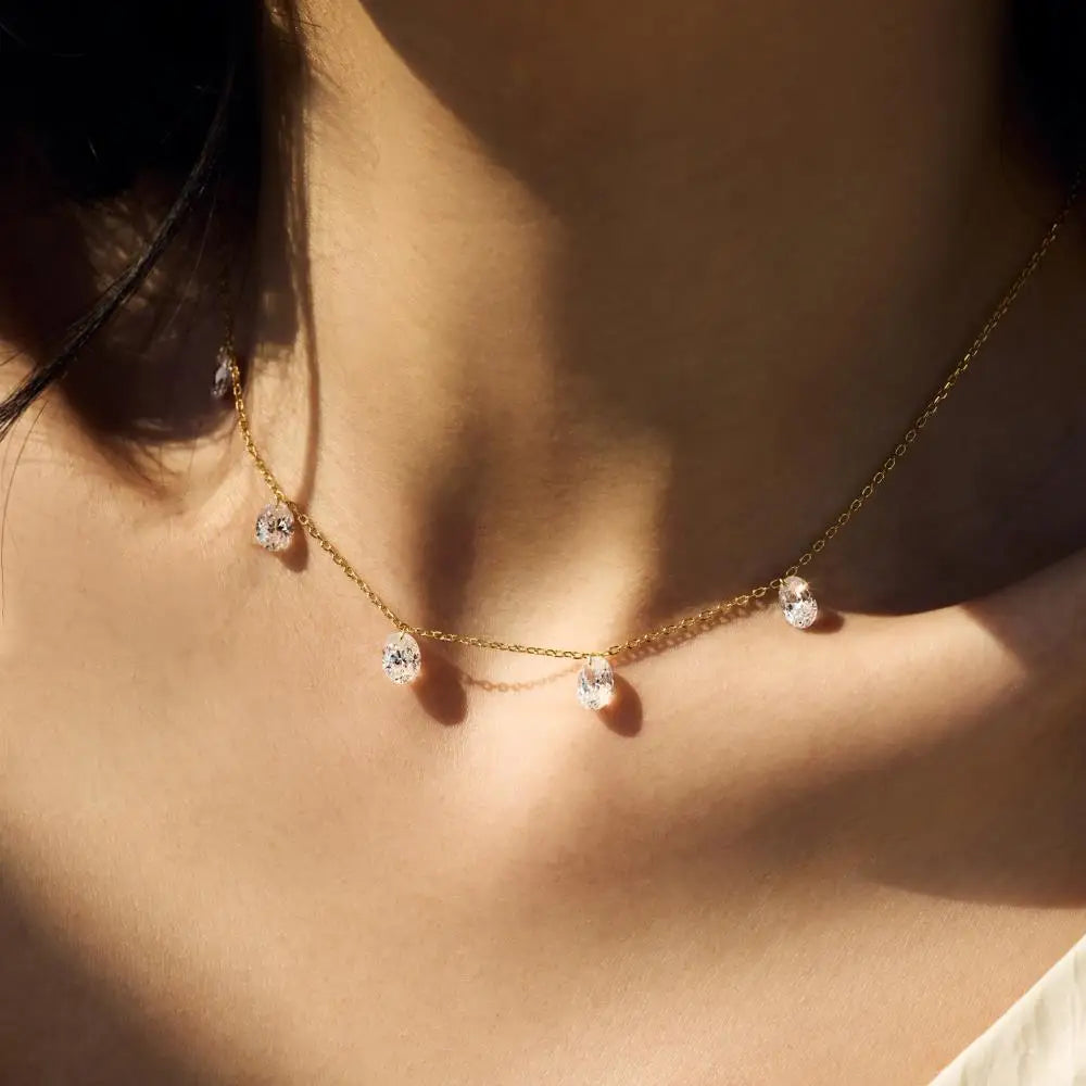 925 Sterling Silver CZ Bridal Lariat Necklace product image 5