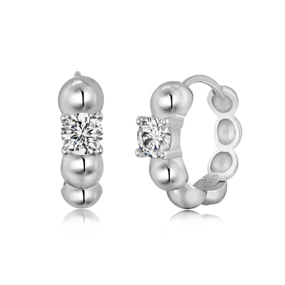 KAKODIY Personalization Statement 925 Sterling Silver Beads 5A Cubic Zirconia Croissant Clip-on Earrings Fine Jewelry Earrings