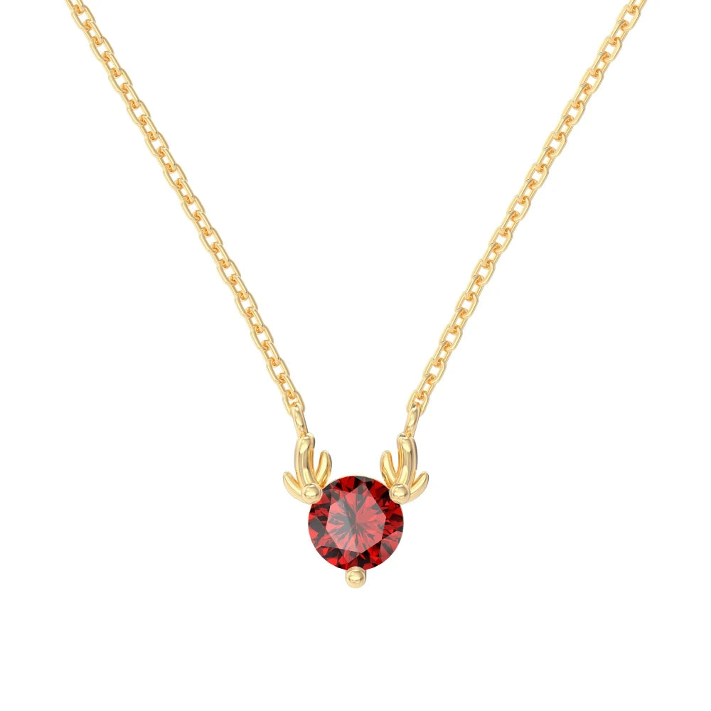 Stylish Delicate Jewelry Rhodium 18K Gold Plated Sterling Silver Link Chain 5A Zirconia Christmas Elk Pendant Necklaces