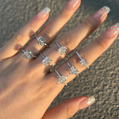 S925 Silver Hypoallergenic Rhodium Plated 8A Crushed Iced Out Cut Cubic Zirconia Heart Wedding Ring