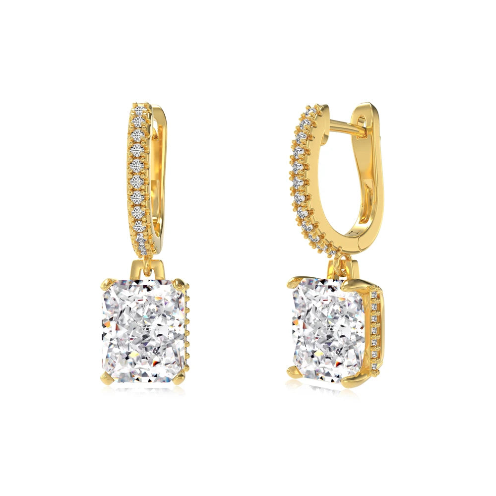 Minimalism Bridal 18K Gold Plated Wedding Drop Earring Cz Cubic Zirconia Jewelry 925 Silver Hoop Huggies Earrings Women