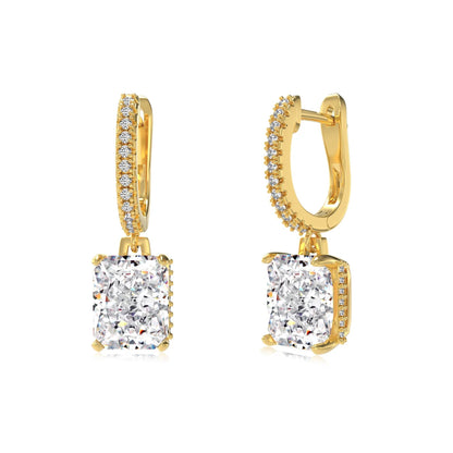 Minimalism Bridal 18K Gold Plated Wedding Drop Earring Cz Cubic Zirconia Jewelry 925 Silver Hoop Huggies Earrings Women