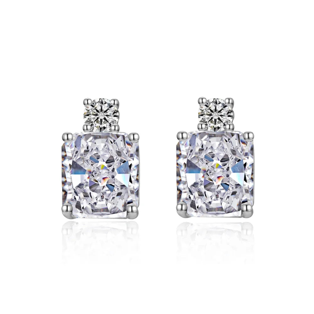 New Arrival 8A Luxury Square CZ Zircon Stone Stud Drop Earrings S925 Sterling Silver Jewelry for Wedding Women Party