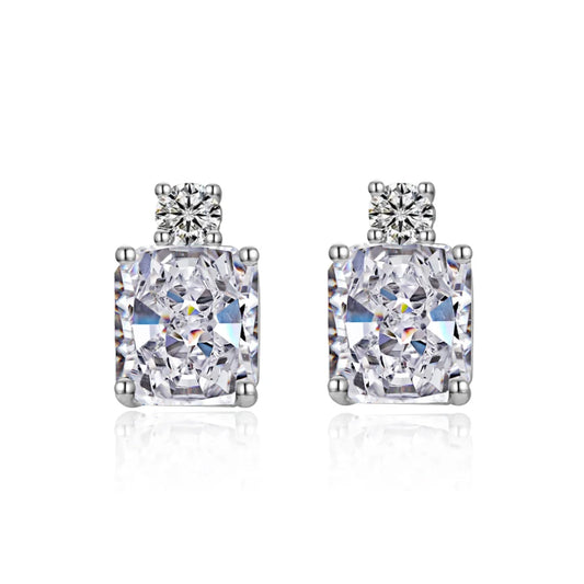 New Arrival 8A Luxury Square CZ Zircon Stone Stud Drop Earrings S925 Sterling Silver Jewelry for Wedding Women Party