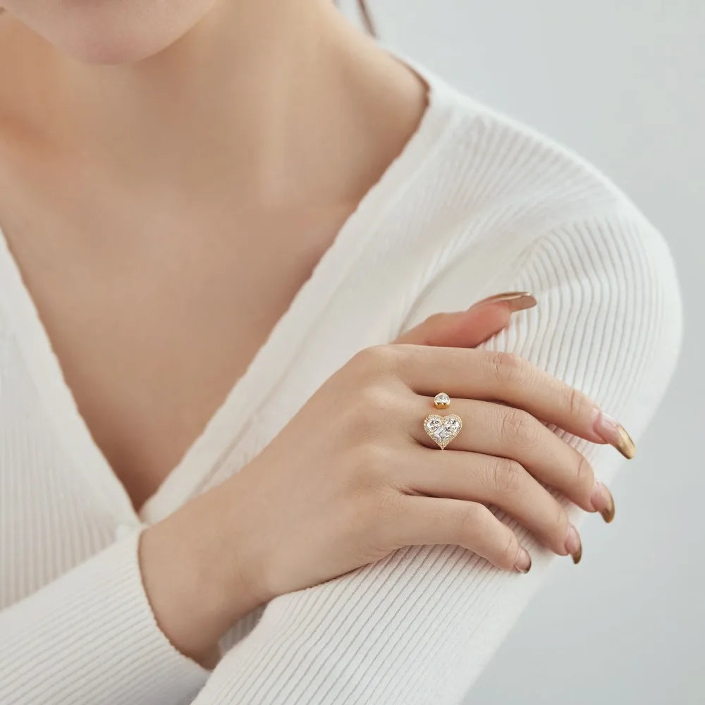 925 Silver Heart CZ Engagement Ring DY120723 product image 2