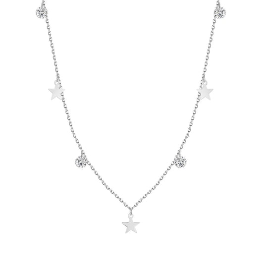 925 Silver Star 5A CZ Pendant Necklace DY191793 by KAKODIY