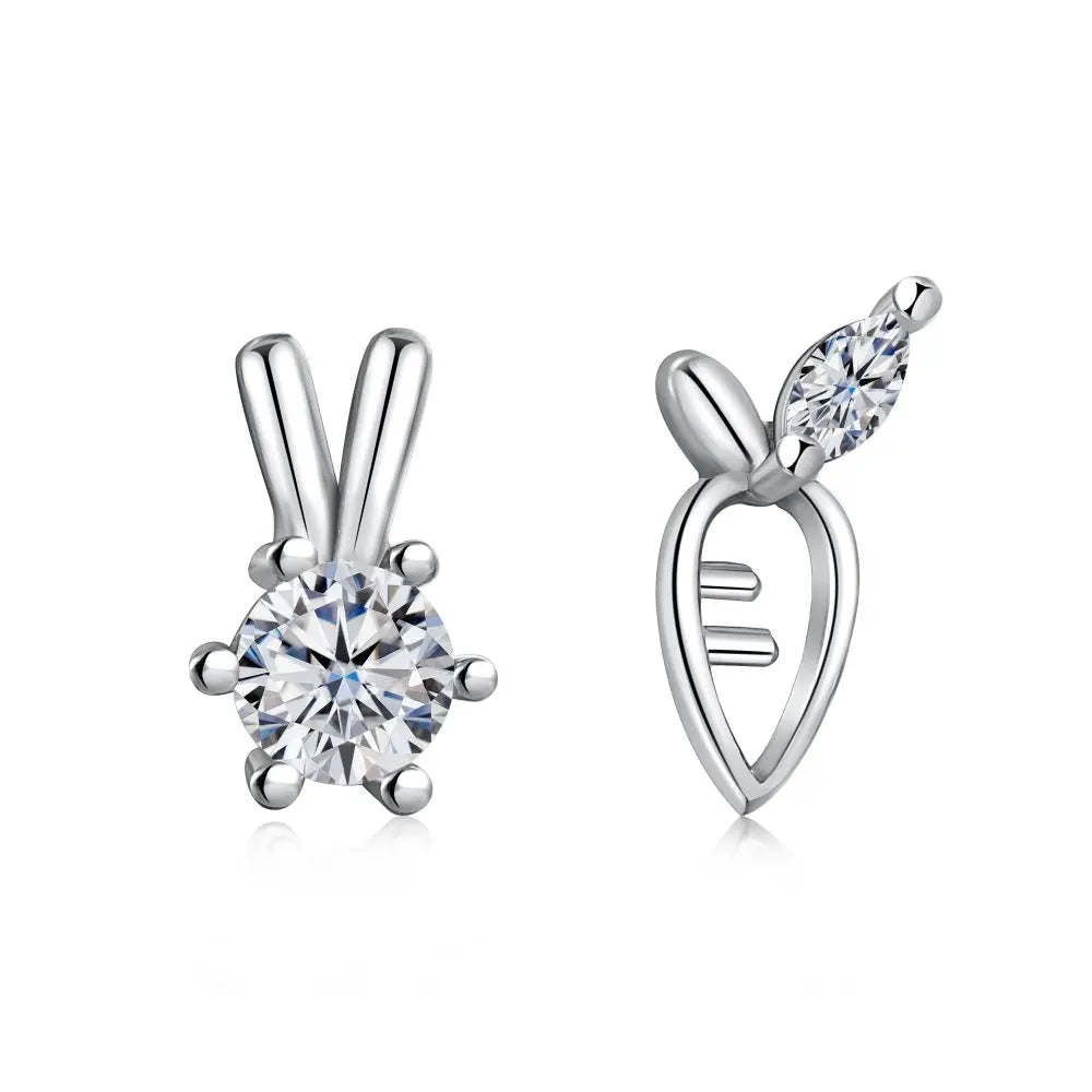 KAKODIY 18K Gold Plated Bunny Carrot 925 Sterling Silver Easter Earrings Cubic Zircon Stud Earrings Accessories Women