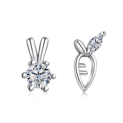 KAKODIY 18K Gold Plated Bunny Carrot 925 Sterling Silver Easter Earrings Cubic Zircon Stud Earrings Accessories Women