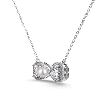 925 Sterling Silver Bow Pearl Pendant Necklace product image 7