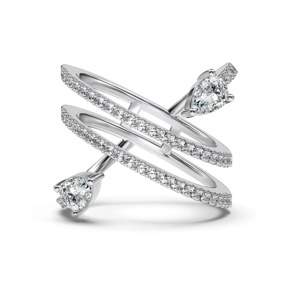 Magnificent Fine Jewellery Non Tarnish Rhodium Plated S925 Silver Multiple Layer Eternity Band 5A Zirconia Bridal Rings