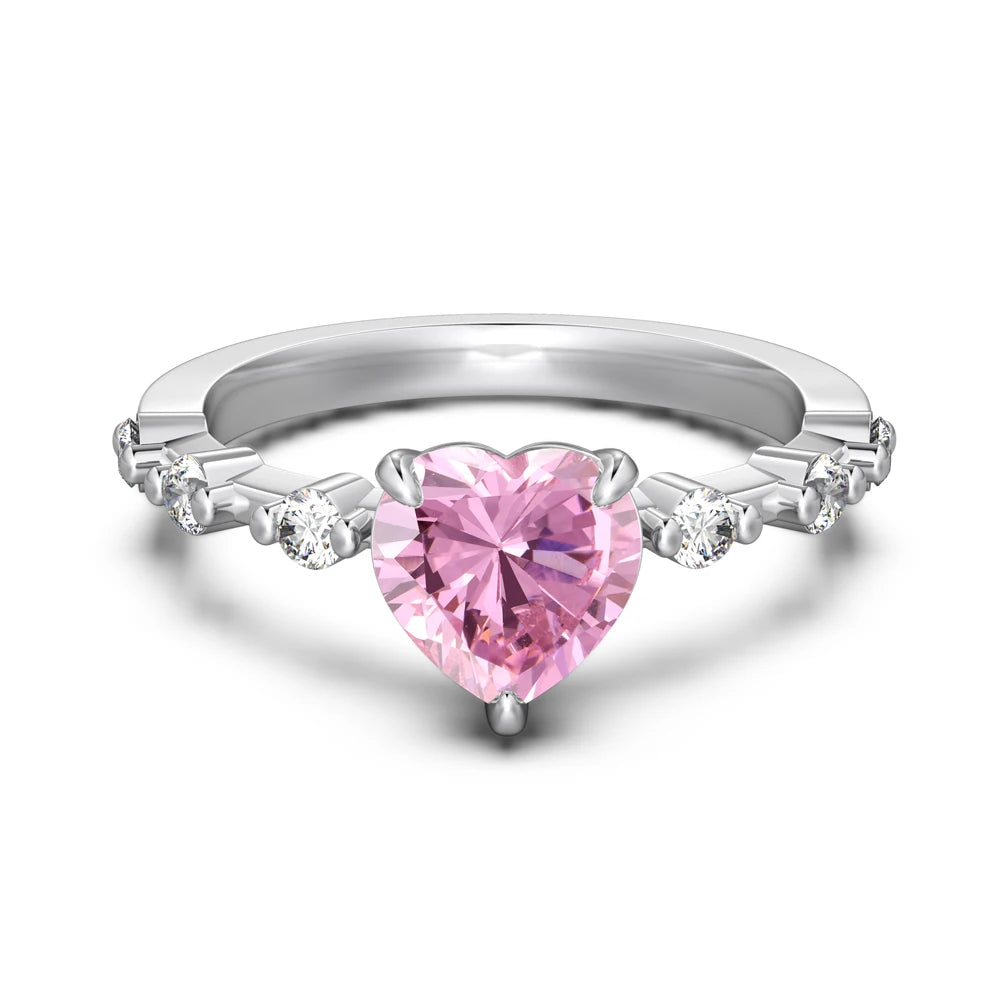925 Silver Heart CZ Engagement Ring DY121106 product image 7