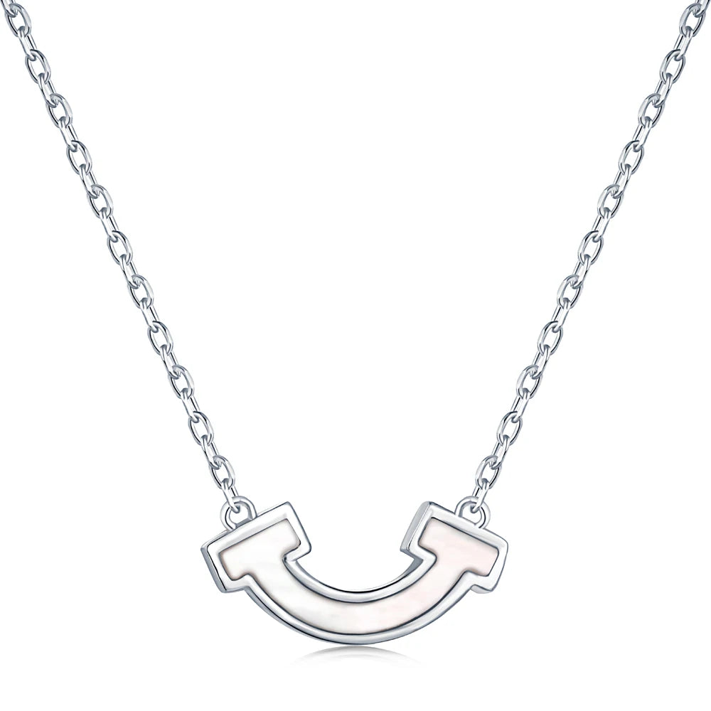 Trendy Sterling Silver Smile Shell Pendant Statement Gold Plated Stackable Necklaces Chain Women S925 Necklace