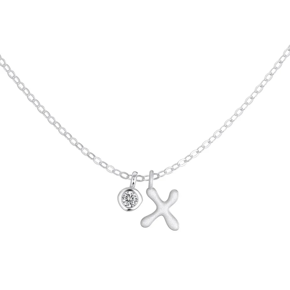 925 Sterling Silver X Initial 5A CZ Necklace by KAKODIY