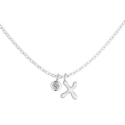 925 Sterling Silver X Initial 5A CZ Necklace by KAKODIY