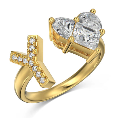 Initial Letter Y Ring for Women Stackable Alphabet Rings with Initial Adjustable Inlaid Initial Rings Bridesmaid Gift
