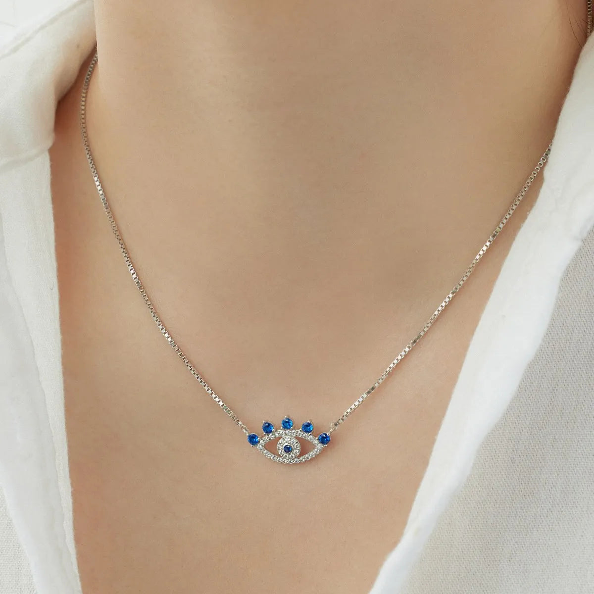 925 Silver Evil Eye CZ Pendant Necklace DY190765 product image 5